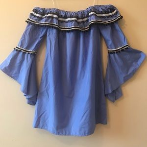 Blue off the shoulder dress